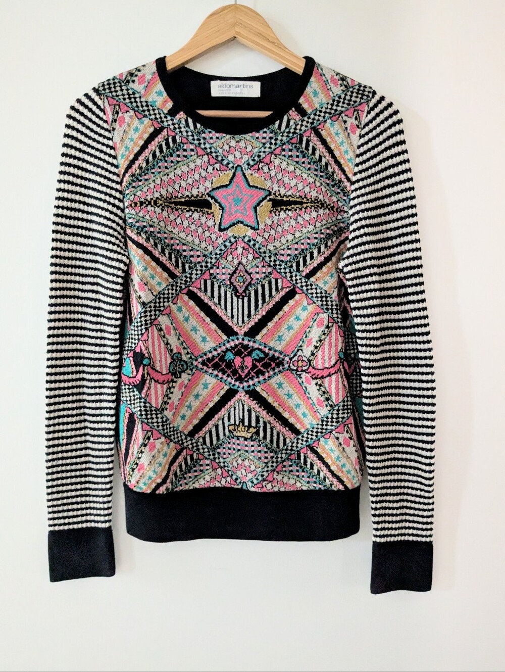 Anthropologie x Aldomartins Teodora Sweater Retro Star Intarsia Geometric S
